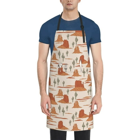 

Picia Western Desert Nature Landscape Waterproof Apron for Unisex Adult - Adjustable Bib Apron with Pockets Ideal for Cooking Gardening Painting and Household Chores