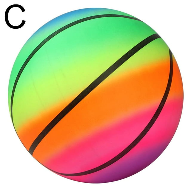 9-inch Printed Football Basketball Rainbow Ball Color Inflatable Leather Bal√ L5Z0