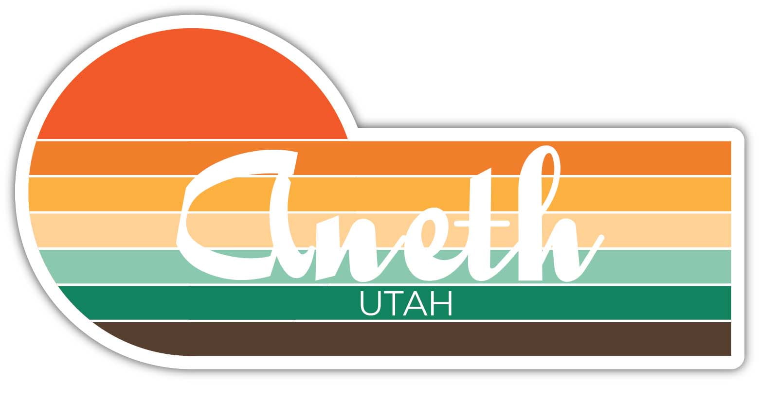 Utah 2 x 1.25 Inch Sticker Retro Vintage Sunset City 70s