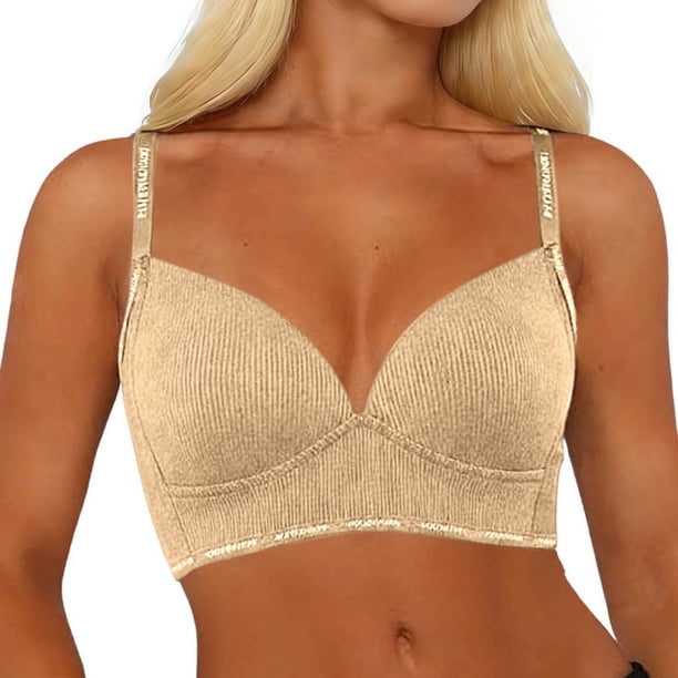Sujetador Inalámbrico Ajustable de Color Sólido de las Mujeres de Cuatro Filas sin Costuras de Elevación Soporte Suave para la Moda Cotidiana