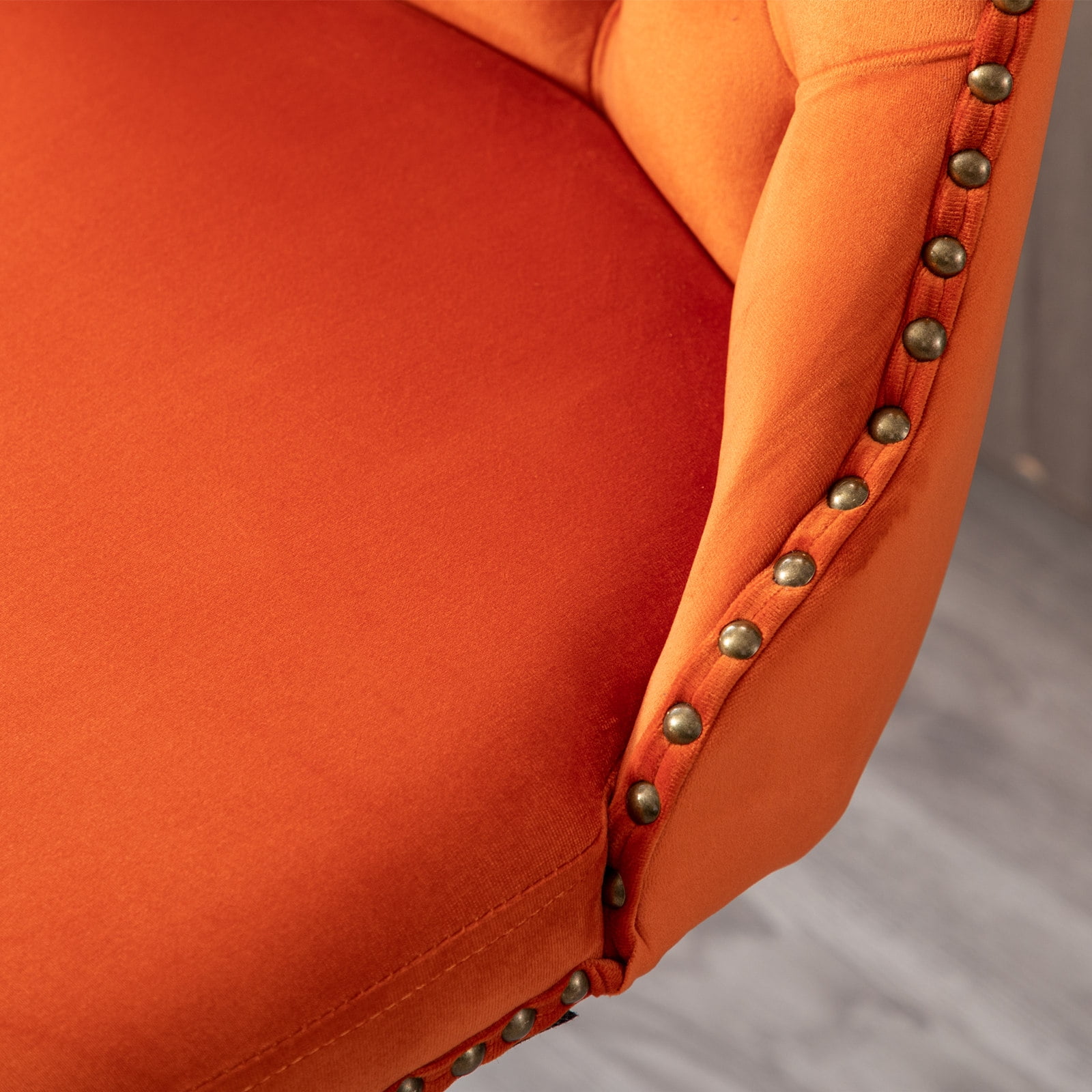 MAYEERTY Swivel Velvet Barstools - Adjustable Seat Height 25-33 Inch, 17.7 Inch Base, Tufted Backs, Orange, Set of 2