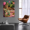 thumbnail image 4 of Mudket Leopard in Bathtub with Vibrant Tropical Floral Canvas Wall Art, Boho Bathroom Wall Decor Pictures Waterproof Print for Powder Room Living Room Home Decor , Framed Ready to Hang - 12"L x 8"W, 4 of 9