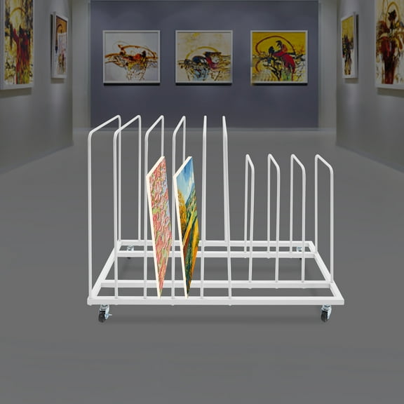 Rolling Art Painting Display Rack, 85x44x69cm High-Temp Baking Paint Iron, Detachable U-Columns & Smooth Edges, Ideal for Artists/Teachers/Amateurs