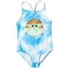 Star Wars The Mandalorian The Child Little Girls One-Piece Swimsuit Tie Dye Blue 5