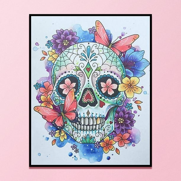 Cuadros Decorativos Bordado completo punto de cruz flores calavera contado 11CT DIY Kit de costura artesanal Ndcxsfigh Nuevos Originales
