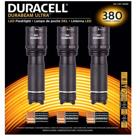 3-pack Duracell 380 Lumen LED Flashlight