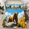 thumbnail image 2 of Castle Fairy Safari Brown Bear 3Pcs Twin Sheet Sets for Boys Girls Teens,Woodland Animal Twin Fitted Sheet,Jungle Wildlife Breathable Flat Sheet,Super Cozy Room Decor, 2 of 7