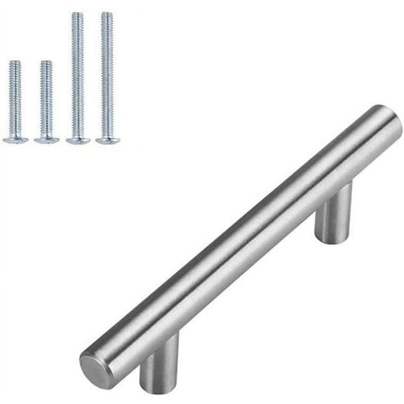5 Pack |Cabinet Handles Brushed Nickel Cabinet Pulls - Cabinet Hardware 2-1/2in Hole Centers Drawer Pulls Kitchen Cupboard Euro T Bar Dresser Pulls 201SN
