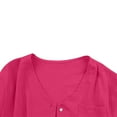 thumbnail image 3 of Fancifize Summer Shirts for Women Cotton Linen Casual Tops V Neck Button Down Beach T Shirt Breathable Loose Summer Vacation Clothes, 3 of 5