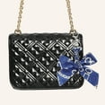 thumbnail image 2 of Unique Bargains 1 Pc Fashion Bow Scarf Chain Print Handbag Charm Bag Accessories Blue, 2 of 5
