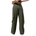 thumbnail image 4 of Birdeem Fashion Womens Button Pockets Zipper Casual Workwear Drawstring Loose Straight Fallow Solid Long Pants, 4 of 5