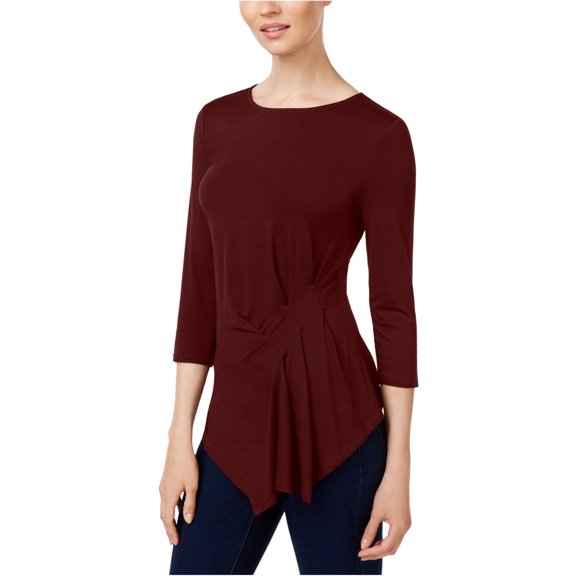 Vince Camuto Womens Asymmetrical Pullover Blouse, Purple, Large