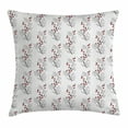 thumbnail image 1 of Floral Throw Pillow Cushion Cover, Curvy Flower Branches Leaves Black and Red Dotted Buds Spring Theme Pattern, Decorative Square Accent Pillow Case, 16 X 16 Inches, Red Black White, by Ambesonne, 1 of 2