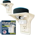 thumbnail image 1 of Power Perch Outlet Shelf with Cord Storage Strap \u2013 Small Wall Shelving for Alexa Stand, Echo Holder, Router Shelf \u2013 Bedroom & Bathroom Organizer (Almond, 2-Pack), 1 of 1