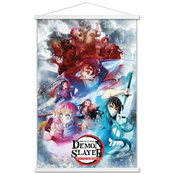 Demon Slayer: Swordsmith Village - Key Art 1 Wall Poster with Magnetic Frame, 22.375" x 34"