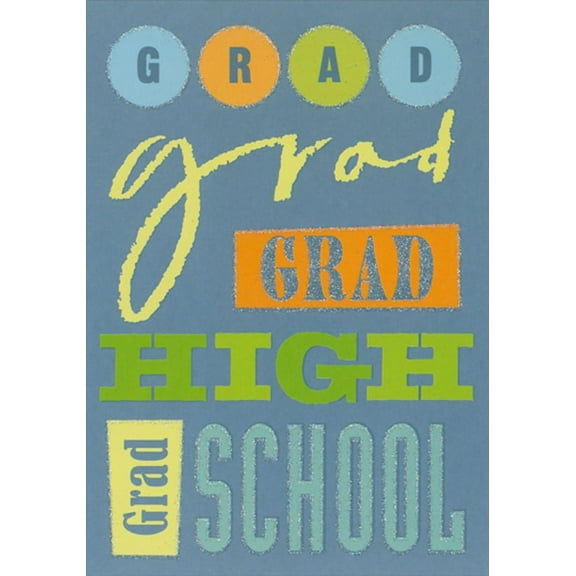 Designer Greetings Sparkling GRAD, Grad, GRAD High School Graduation Congratulations Card