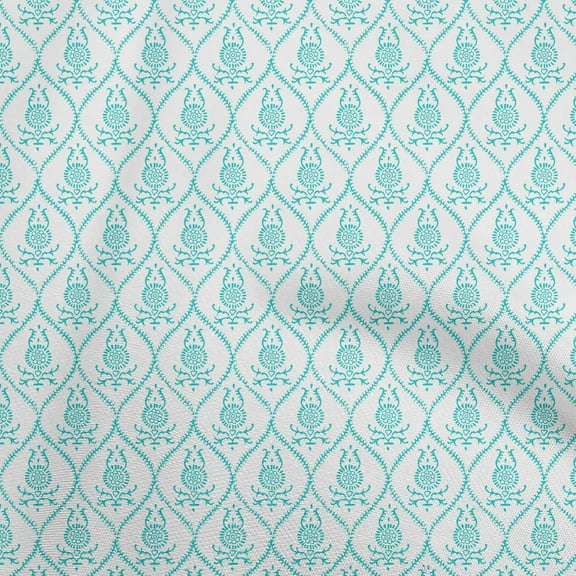 oneOone Velvet Turquoise Blue Fabric Block Quilting Supplies Print Sewing Fabric By The Yard 58 Inch Wide-9D