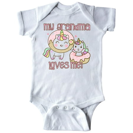 

Inktastic My Grandma Loves Me Unicorns Gift Baby Boy or Baby Girl Bodysuit