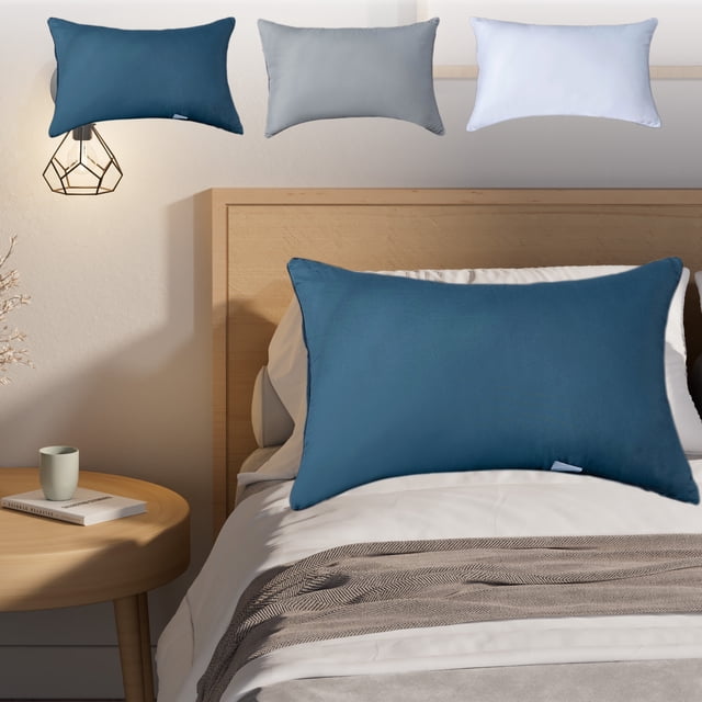 Fiudx Núcleo de Almohada Supersuave, Cómodo Material de Plumón, Transpirable y Seco, Esencial para El Dormitorio, Fácil de Limpiar, Tamaño Mediano, 48 X 74 Cm, Blanco, Verde y Gris.