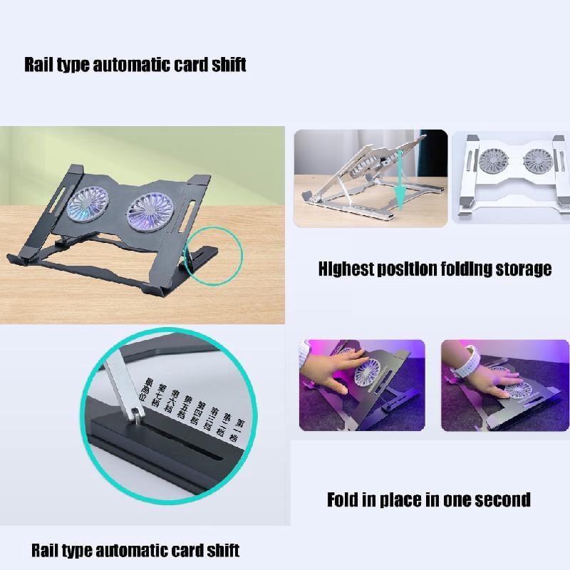 Yammee Adjustable Aluminum Laptop Stand With Cooling Fan and LED Lights For Gaming