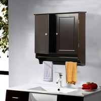 Bathroom Cabinets Product Image Yaheetech Bathroom Kitchen Wall Mounted Cabinet Double Door Hanging Bar Storage Cupboard Espresso