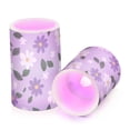 thumbnail image 2 of Purple and White Daisy Pattern Flameless LED Candle Set with Remote, Battery Operated Color Changing Pillar Candles, Set of 2, 2 of 7