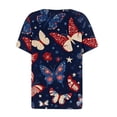 thumbnail image 5 of Xdegoge 4Th of July Patriotic T Shirts for Women USA American Flag Short Sleeve V Neck Stars and Stripes Casual Fit Floral Rose Graphic Summer Tops, 5 of 7