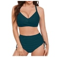 thumbnail image 2 of Linfrsh Womens High Waisted Bikini Sets Criss Cross Two Piece Swimsuits Color Block Full Coverage Bathing Suits AG,XL, 2 of 7
