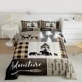 thumbnail image 2 of Manfei Wild Animal Bear Bedding Comforter Set,Outdoor Adventure Twin Comforter Sets,Vintage Brown Patchwork Plaid Bedding Set For Boys,Microfiber Bedroom Decor,2pcs, 2 of 8