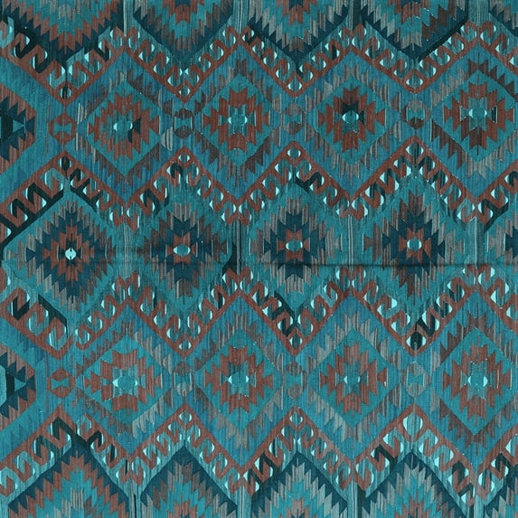 Ahgly Company Indoor Square Southwestern Light Blue Country Area Rugs, 3' Square