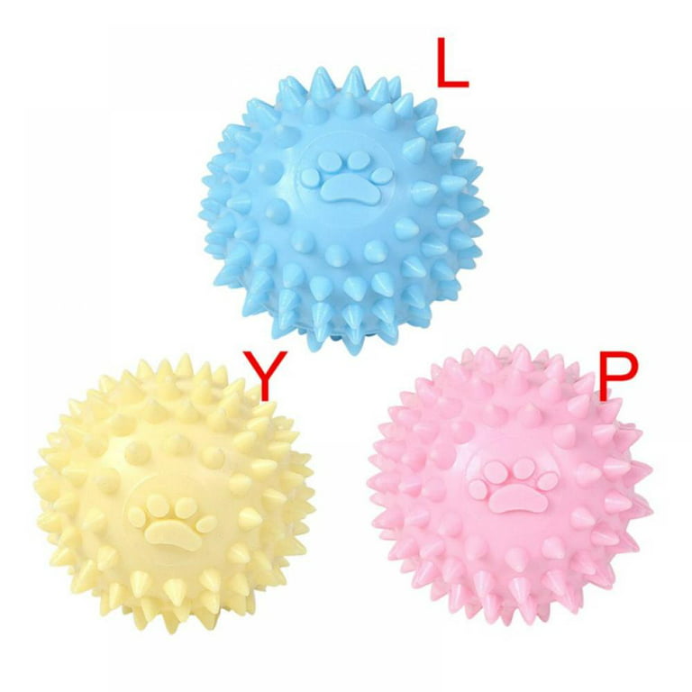 SHARLOVY Squeaky Balls for Dogs Small, Fetch Balls for Dogs Rubber 3 Pack  Bright Colors TPR Puppy Toys Dog Toy Balls Dog Squeaky Toys Spike Ball Dog