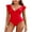 Red, variant on Charmo Womens V Neck Ruffled Monokini Swimsuit Ruched One Piece Swimwear Tummy Control Bath Suit