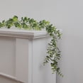 thumbnail image 3 of Northlight 6' x 5.5" Unlit Glittered Leaf Artificial Christmas Garland - Green/Silver, 3 of 4