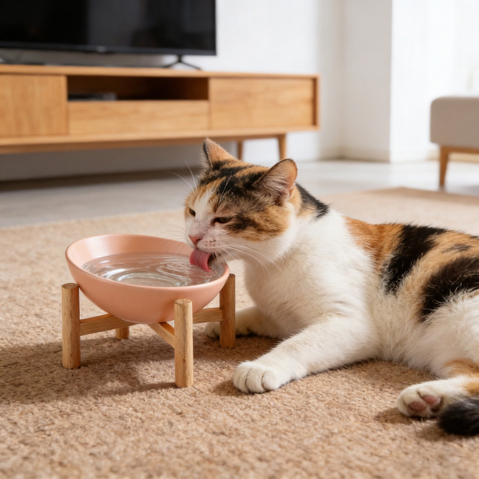 Elevated Ceramic Cat and Dog Bowls Non- Vomit Feeder with Stand for Pet Dining