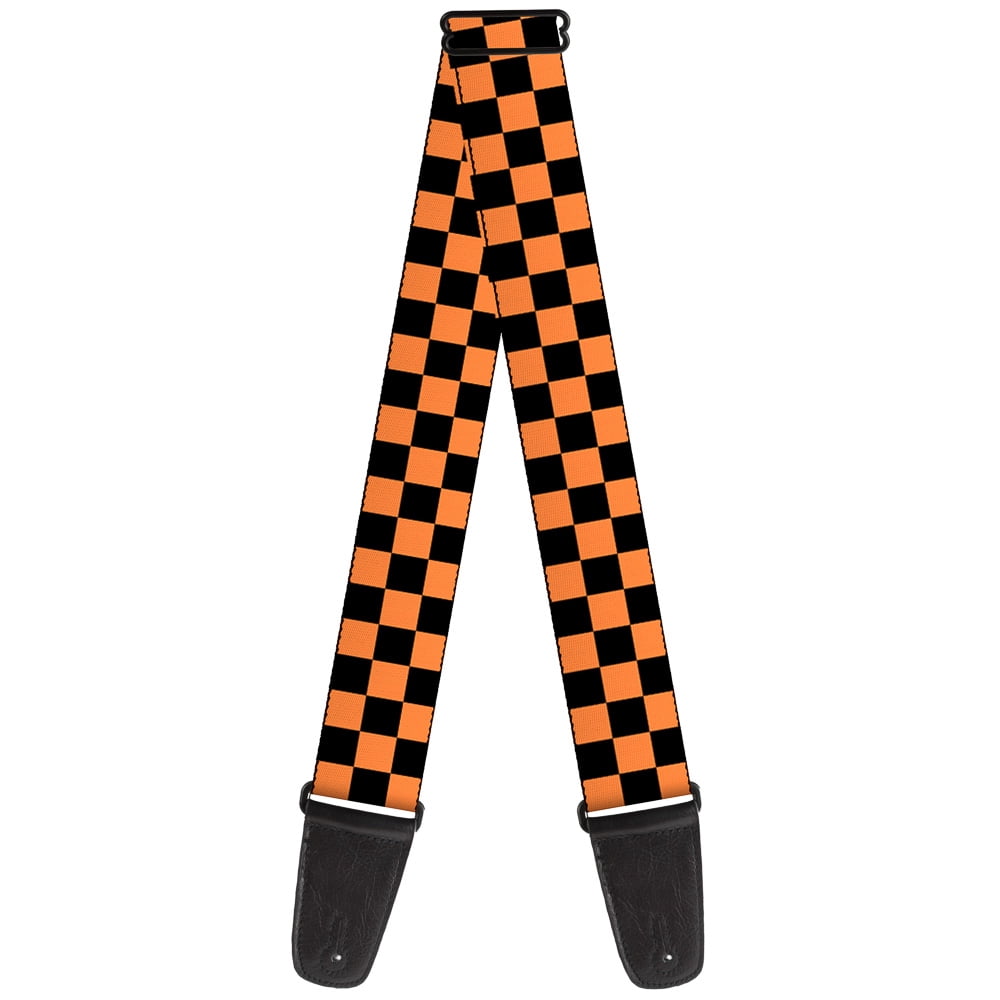 Buckle-Down Guitar Strap, Checker Orange Blue, 2 Inches Wide