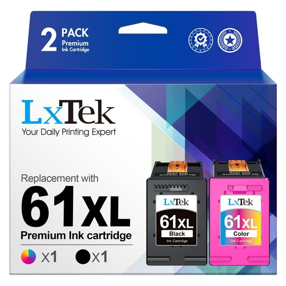 LxTek 61XL Ink Cartridge Remanufactured for HP Ink 61 XL Ink Cartridge Combo Pack Compatible with Envy 4500 5530 5535 Deskjet 2540 1010 Officejet 4632 4634, High Yield (1