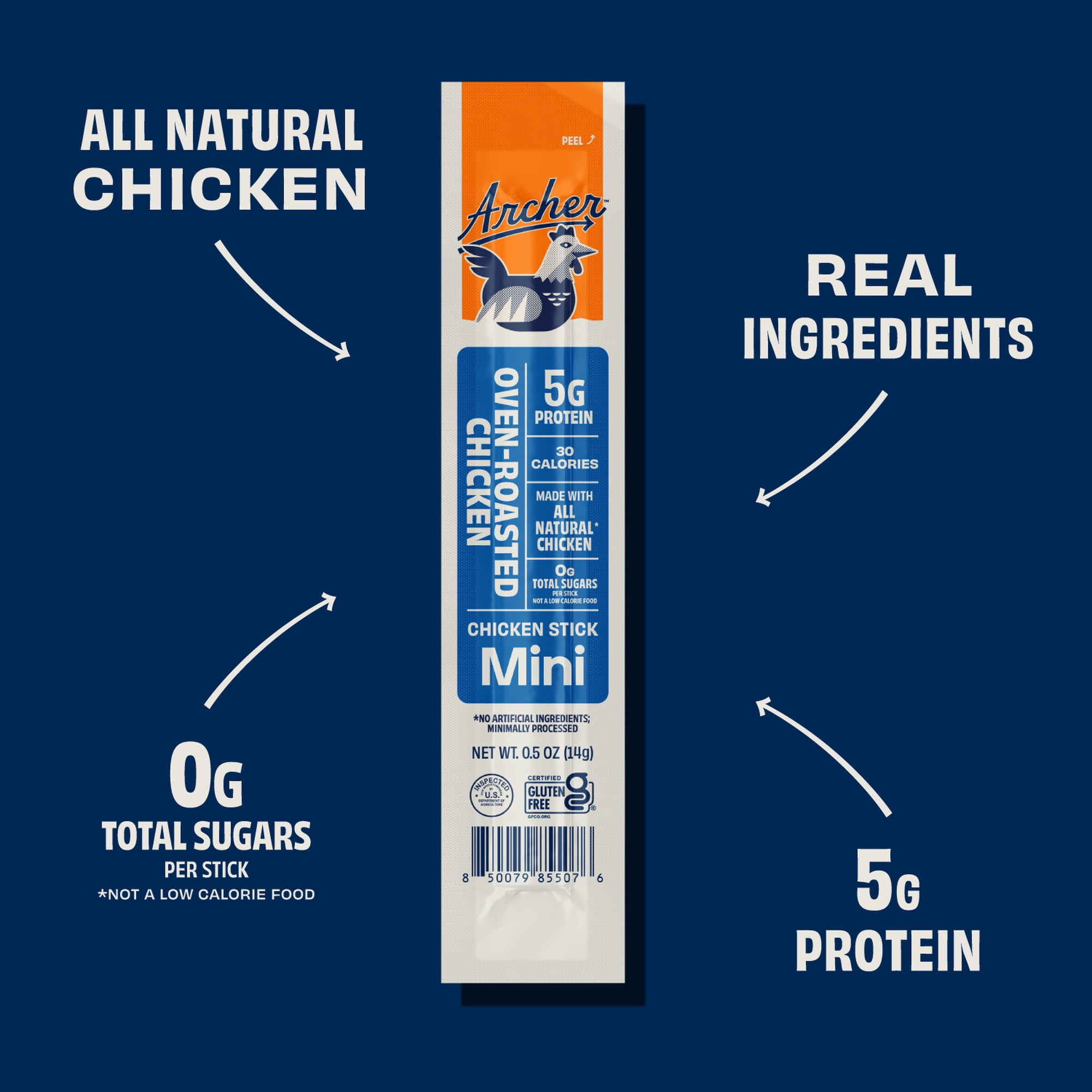 Archer Oven-Roasted Chicken Mini Jerky Sticks, 0.5 oz, 8 Count