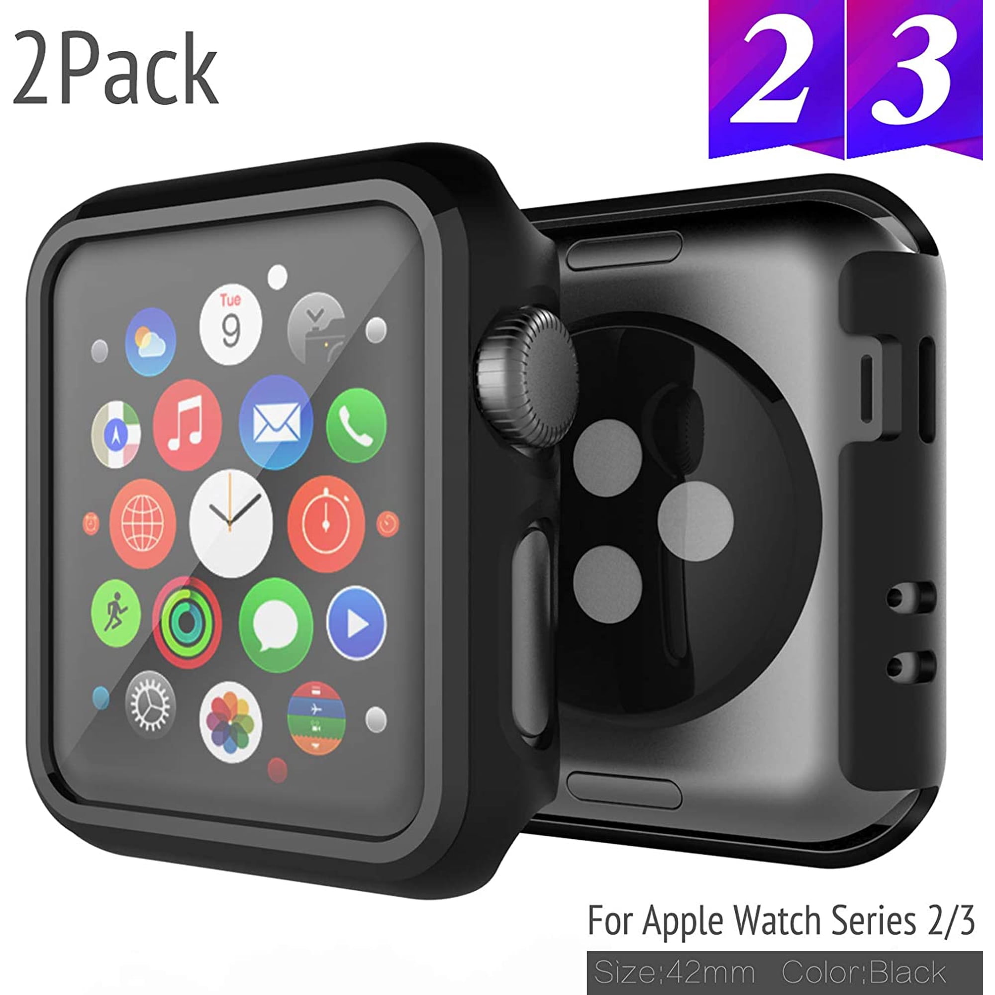 for Apple Watch Case 42mm Series 3/2-2 Pack Ultra-Thin Anti