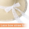 thumbnail image 3 of 56-58 cm circunferencia del sombrero sombrero para el sol de las mujeres protector solar sombrero de paja de playa lazo de encaje sombrero para el sol de verano, 3 of 5