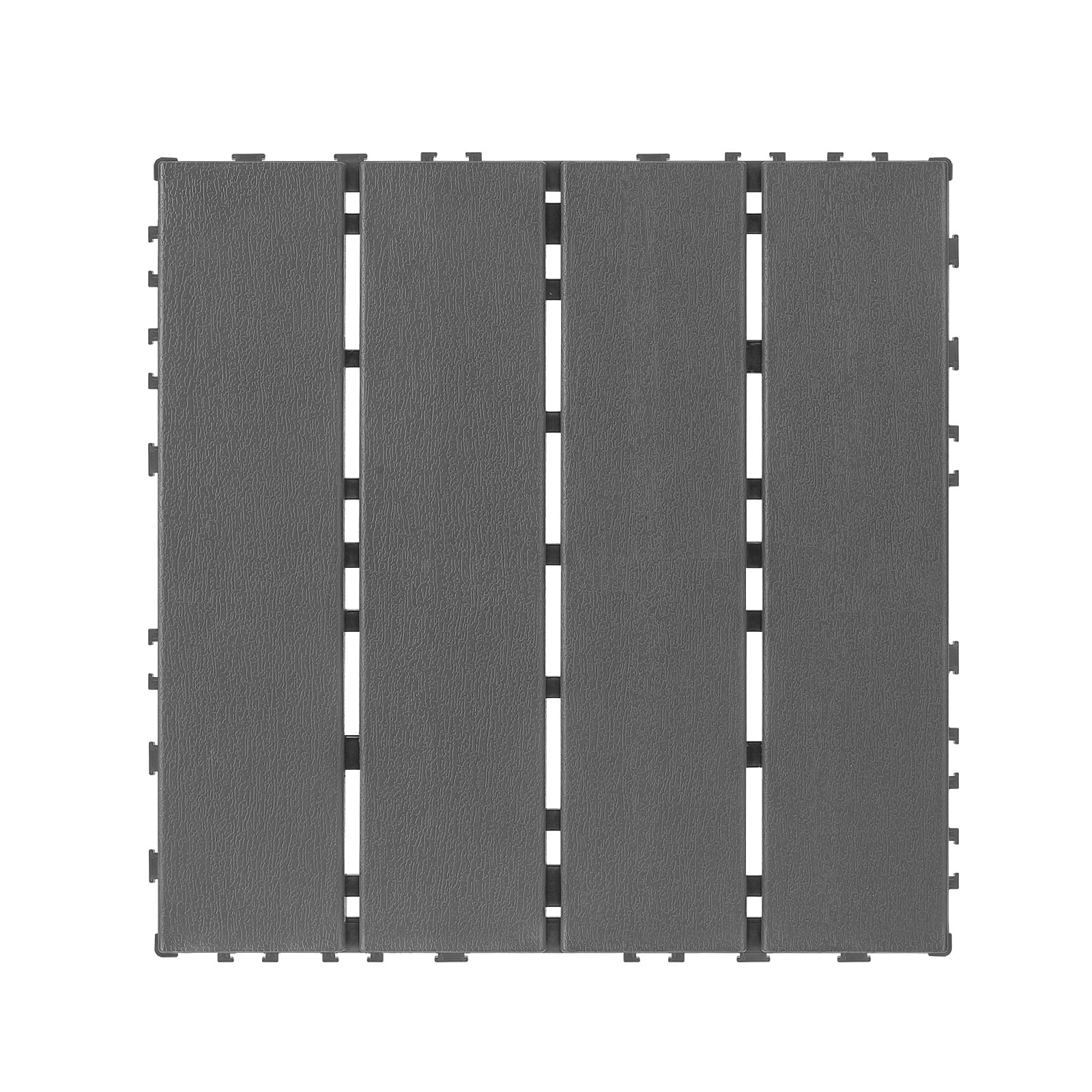 Interlocking Decking Tiles 12x12 in, Waterproof Plastic Flooring for All-Weather Use, DIY Patio Tiles for Backyard Poolside Balcony, Dark Gray, 44pcs
