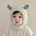 thumbnail image 2 of Splozh Baby Winter Beanie Hat Winter Pullover Hat Children's Double Ear Hat Solid Color Cute Knitting Boys Girls Baby Hat Beige,6-36 Months, 2 of 9