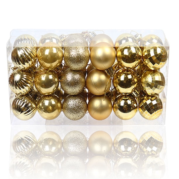 Advancent 30 piezas de bolas de Navidad adornos inastillables decoraciones para árboles de Navidad juego de bolas colgantes para decoración de fiesta de Kits de decoración para fiestas oro Advancent HA007626-01B
