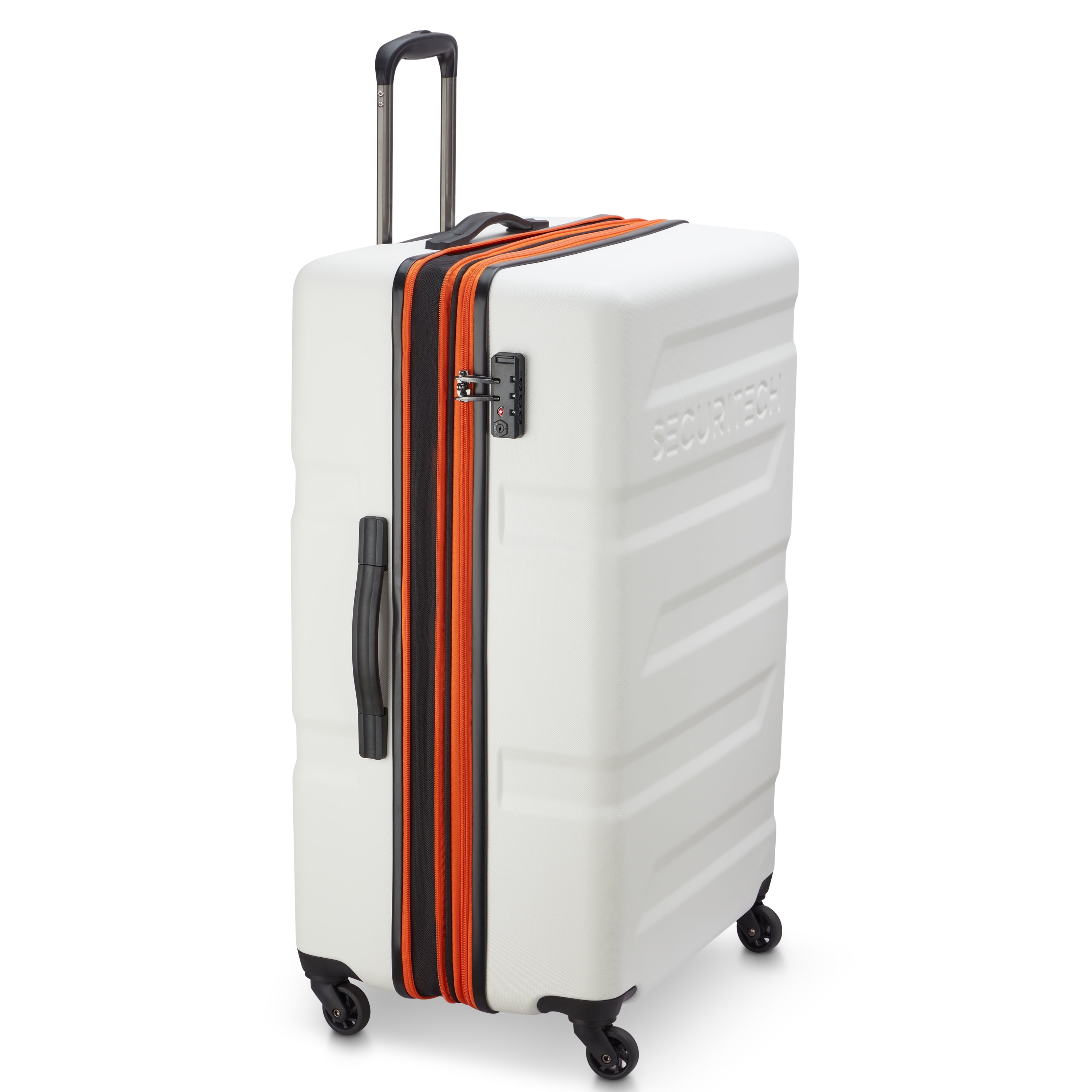 Securitech by Delsey, Slash 28" Checked Expandable Spinner Luggage, White