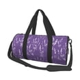 thumbnail image 2 of Xecao Lavender Flowers print Round Travel Duffel Bag is a foldable gym bag with an inner pocket, perfect for travel sports, 2 of 8