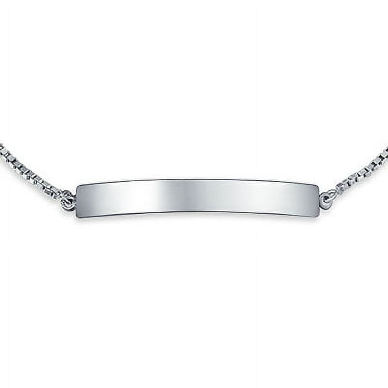 Bling Jewelry Bracciale Bolo Regolabile In Argento 925 Con Barra Incidibile – Gioiello Personalizzato Ipoallergenico Per Donna