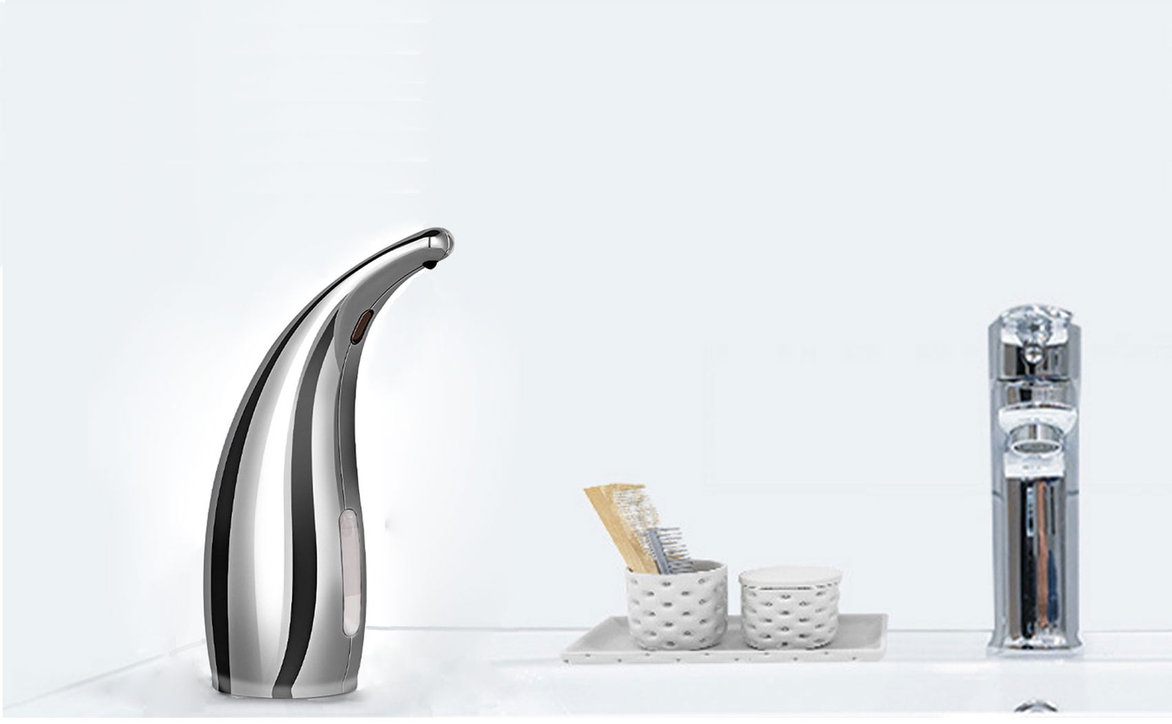 Soap Dispenser,Touchless Bath Kitchen Countertop Automatic Soap Dispenser with Infrared Motion Sensor,IPX6 Waterproof.Perfect for Bathroom and Kitchen.（silvery）