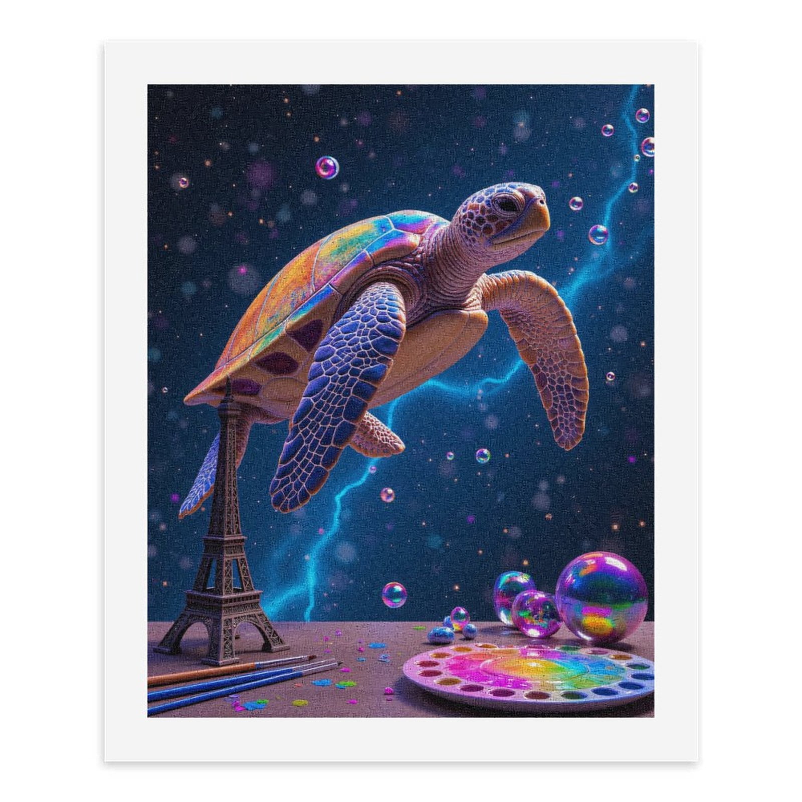 Paint By Numbers Kit for Adults Beginner - Colorful Turtle Art Bubbles Night DIY Canvas Painting Kits for Adults, Frameless Paint By Number for Adults for Home Wall Decor 16x20 Inch