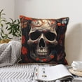 thumbnail image 4 of KLL Vintage Butterfly Flower Skull Decorative Throw Pillow Covers Velvet Soft for Couch Sofa Bedroom Living Room Outdoor (No pillow core)- 20"x20", 4 of 5