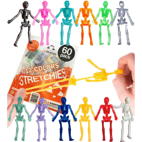 UpBrands 60 Halloween Pinata Filler Toys Stretchy Skeleton, Halloween Party Favors For Kids