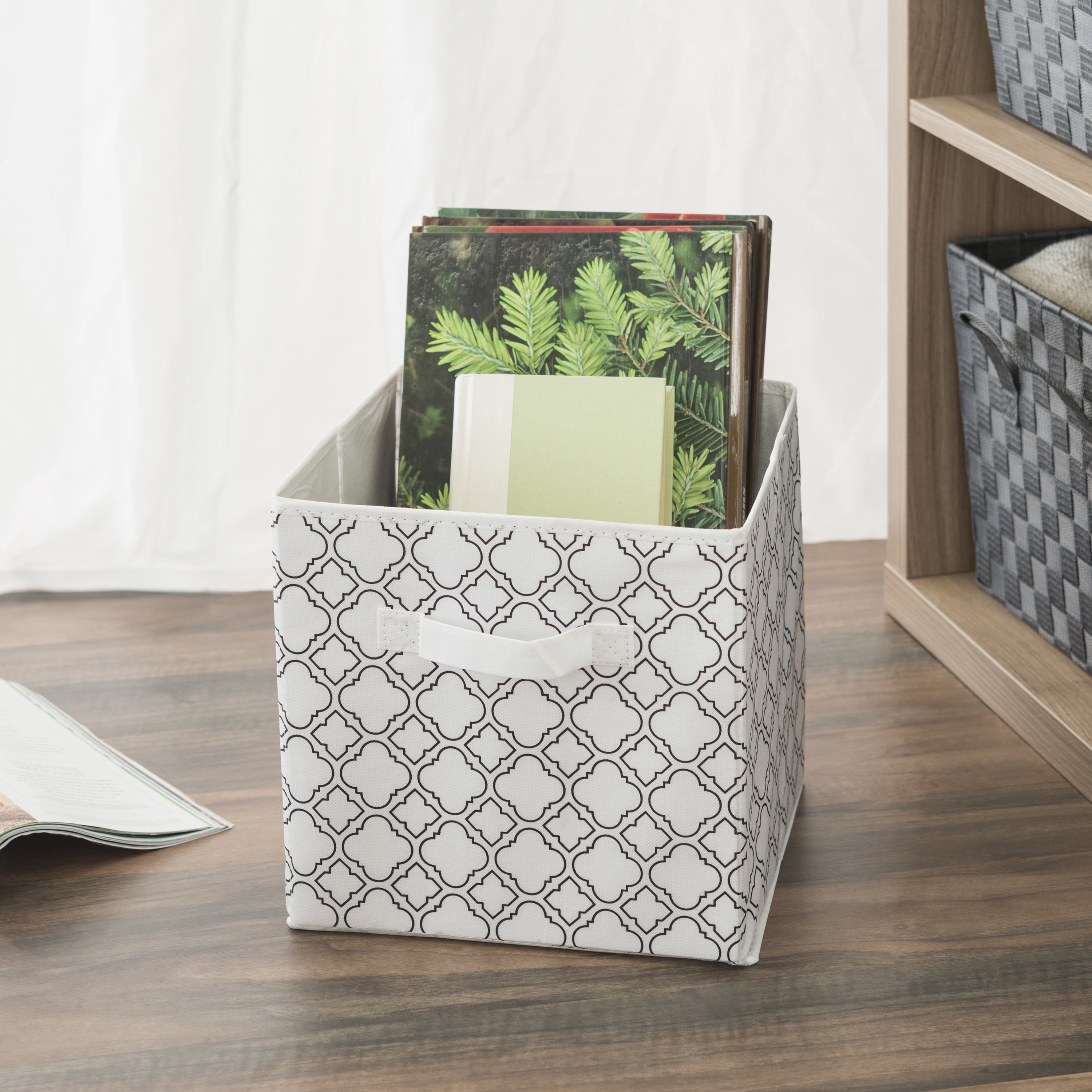 Quatrefoil Collapsible Non Woven Storage Cube White Walmart Com Walmart Com
